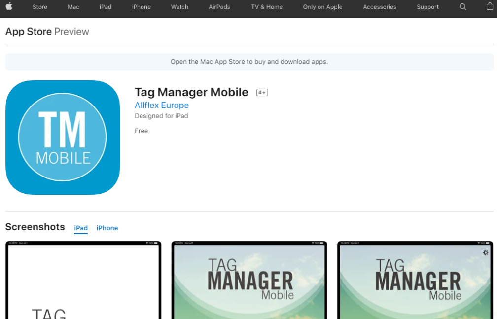 Free Tag Manager App Through the App Store