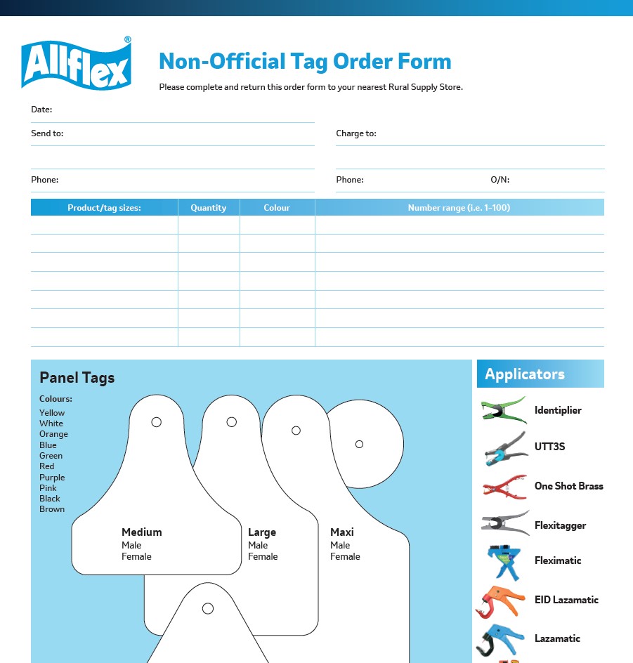 Non Official Tag Order Form Allflex NZ