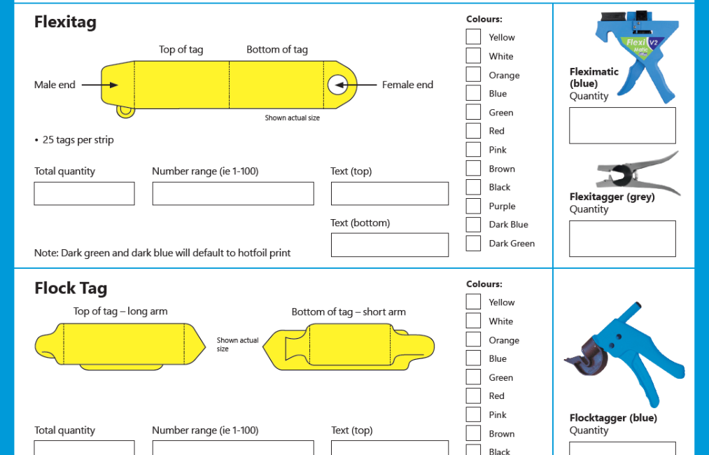 Sheep Tag Order Form